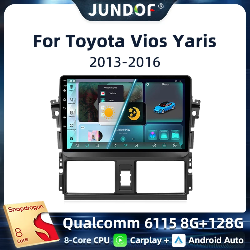 

Android 13 Car Radio For Toyota Yaris Vios 2013 2014-2016 Stereo Unit Multimedia Player GPS Navigation BT Carplay Android Auto
