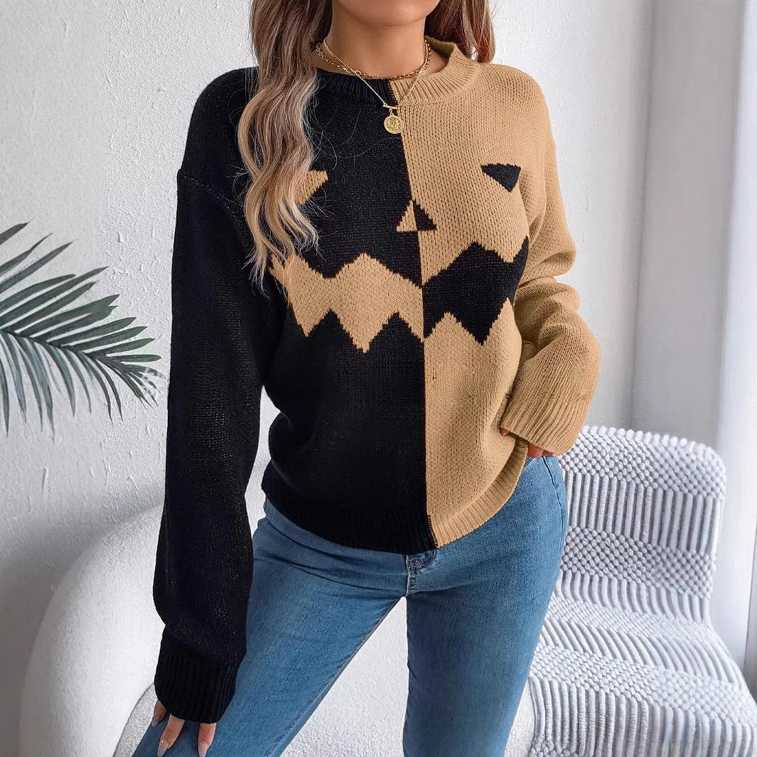 Halloween Ghost Pumpkin Long Sve Hoodie Pullover Polyesterfaser Winter Damen Faion Casual Bequemes warmes Top