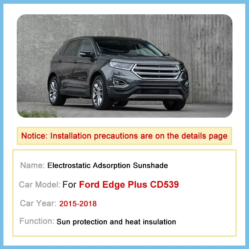 Car Sunroof Sunshades For Ford Edge Plus CD539 Accessories 2015 2016 2017 2018 Electrostatic Adsorption Protection Shades Covers