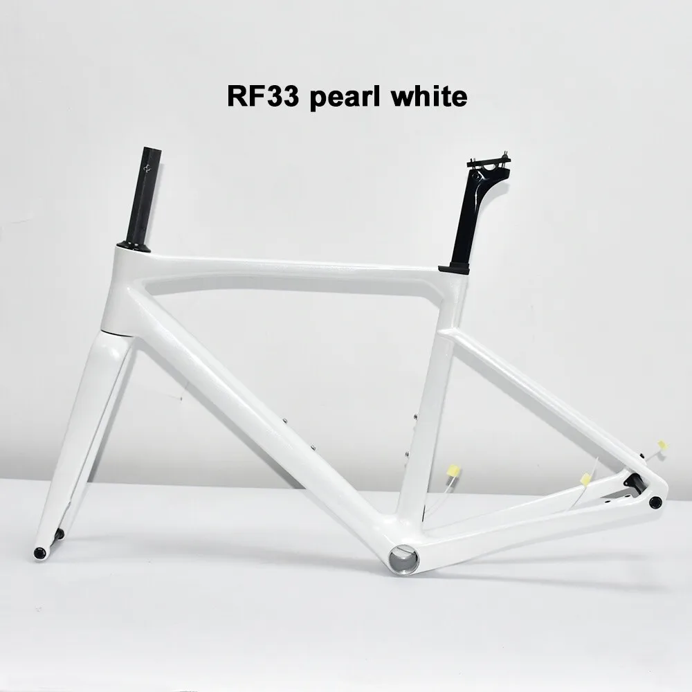 

Customized Pearl White Color Painted Carbon Road Bike Frame Set Full Hidden Cable Management 700C*32mm for Racing Bicycles