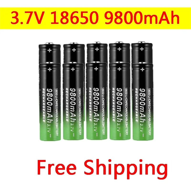 2024 New Fast Charging 18650 Battery High Quality 9800mah 3.7V 18650 Li Ion Battery Flashlight Charging Battery + Free 1-10PCS