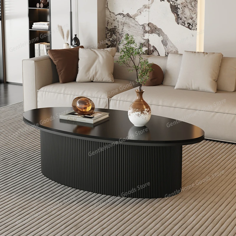 

Coffee Table Light Luxury Modern Simple Living Room Household Small Apartment 2024 New Minimalist Cream Wind Rock Slab Round Tab