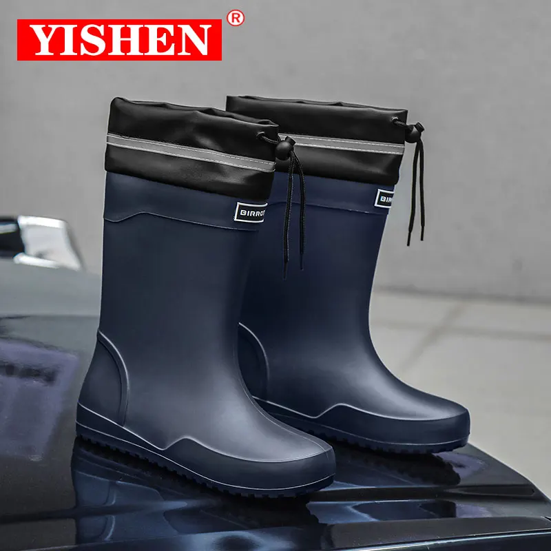 YISHEN Rain Boots Man Shoes High Top Climbing Fishing Rubber Shoes Winter Waterproof Men\'s Boots Garden Unisex Botas De Iluvia