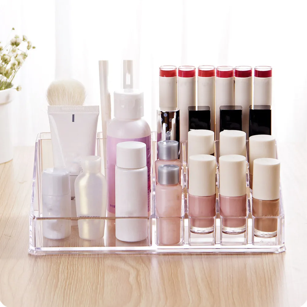 1Pcs Organizer Multiple Grids Transparent Desktop Storage Holder Large Capacity Makeup Brush Lipstick Holder