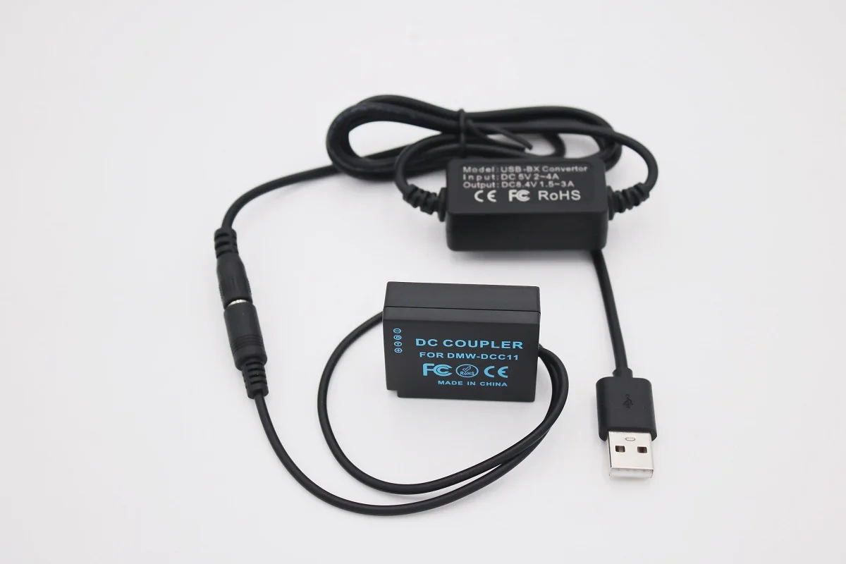 5V USB Convertor + DMW DCC11 DC Coupler DMW-BLG10  BLE9 Dummy Battery for PANASONIC Lumix FMARKII DMC GF3 GF5 GF6 GX5 GX7 GX85