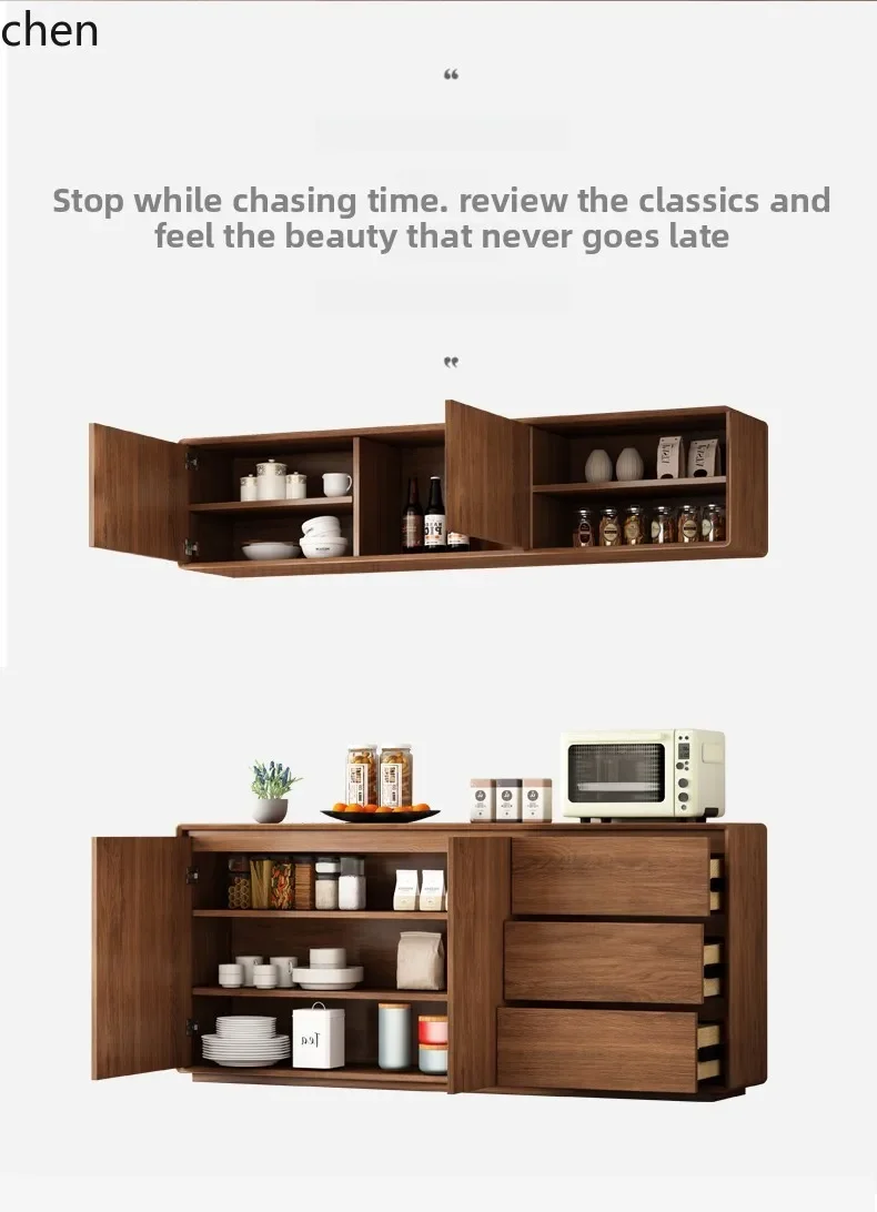 YFY solid wood frame dining side cabinet simple living room tea cabinet kitchen storage cabinet storage against the wall