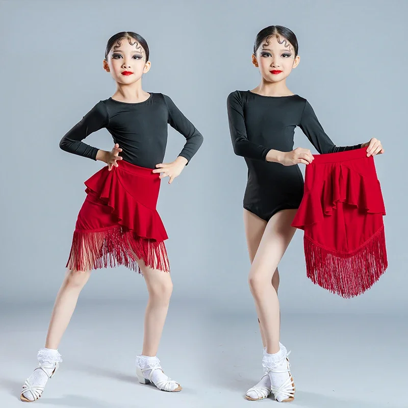 Modern Girl Tassel Latin Dance Dress For Girls Samba Dress Ballroom Dancing Girl Competition Kids Tango Rumba Dance Costumes