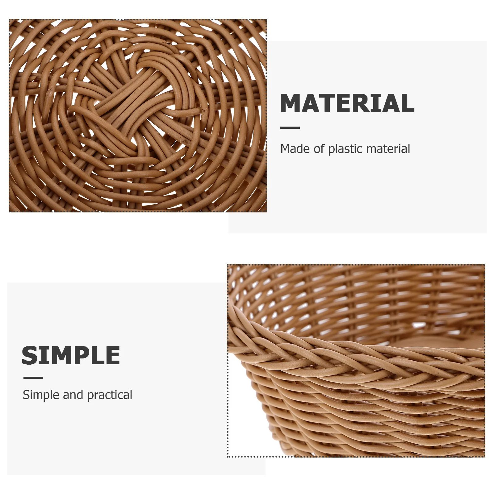 

2pcs Woven Fruit Natural Plastic Kitchen Storage Basket Snack Food Holder Decorative Fruit Container Home Organization Sundries
