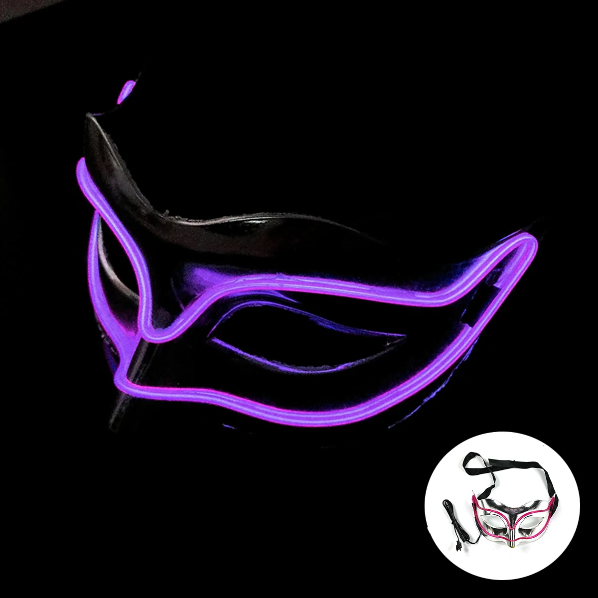 LED Fox Half Face Masks Dance Night Club Dj Night Flashing Props Luminescent Kitsune Masks Girl Lady Light Dance Mask