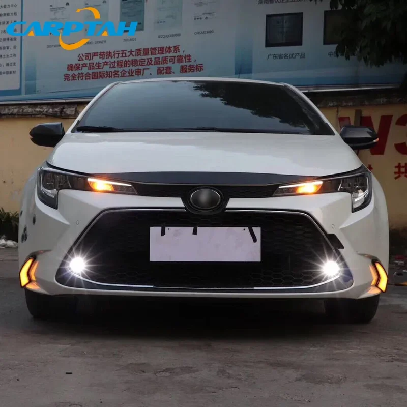 12V Car LED Daytime Running Lights DRL For Toyota Corolla L/LE/XLE US 2019 2020 Dynamic Yellow Turn Signal Daylihgts Headlamp