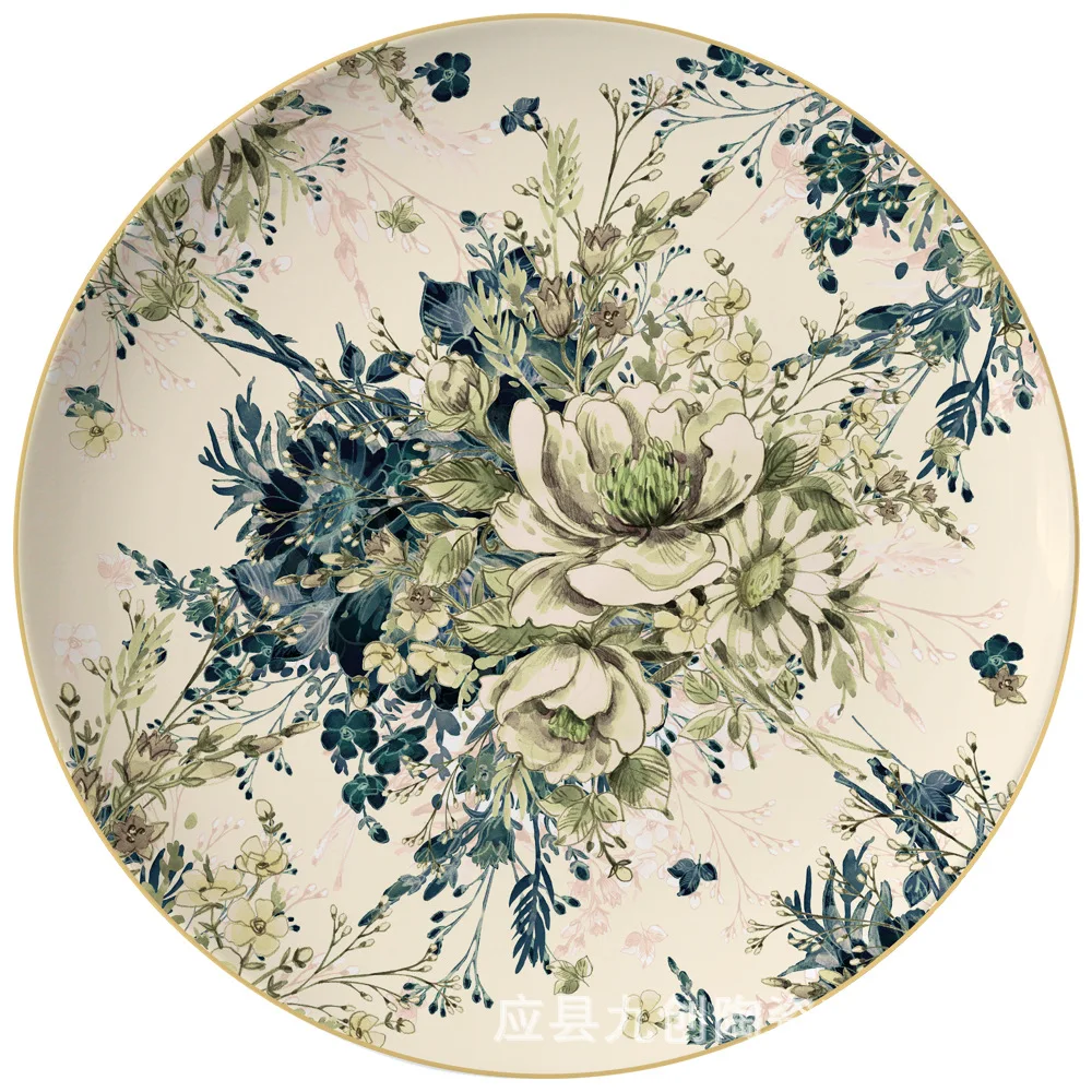 Chinese style creative retro flower plate Western pasta family dishes set Restaurant