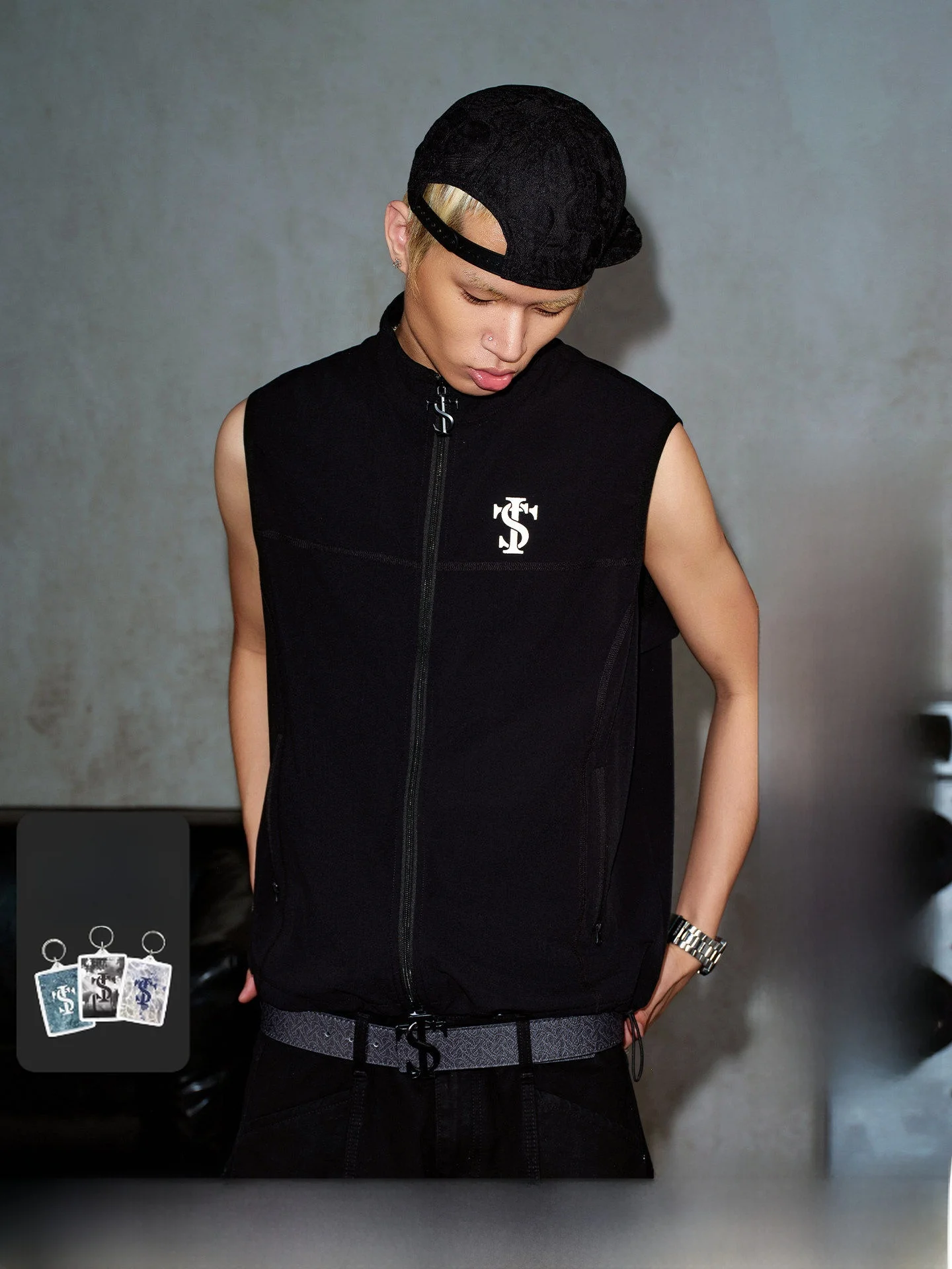 STK SmallTownKid Outdoor Sports Zipper Vest Thin Summer Sportswear Breathable Woven Fabric Stand Collar Casual Leisure