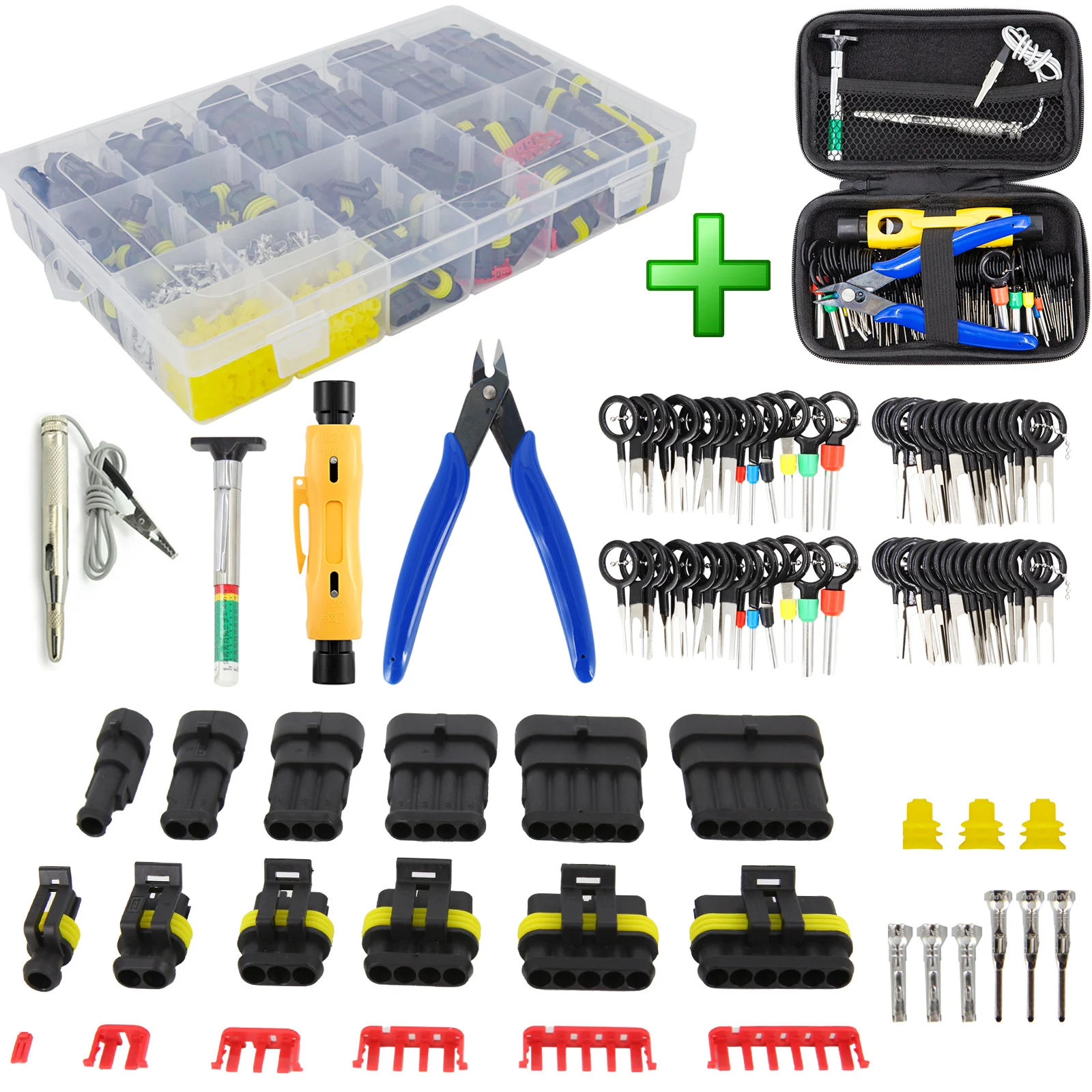 

108pcs/240pcs/352pcs/708PC Electrical Terminals Car Wire Plug 1/2/3/4/5/6 Pin Connectors Blade Fuses Removal Extractor Tools Kit