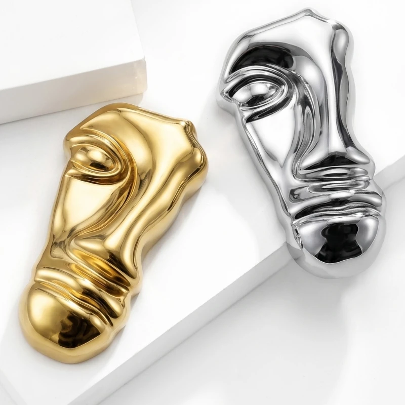 49ME Large Face Brooch Pin in Polished Steel for