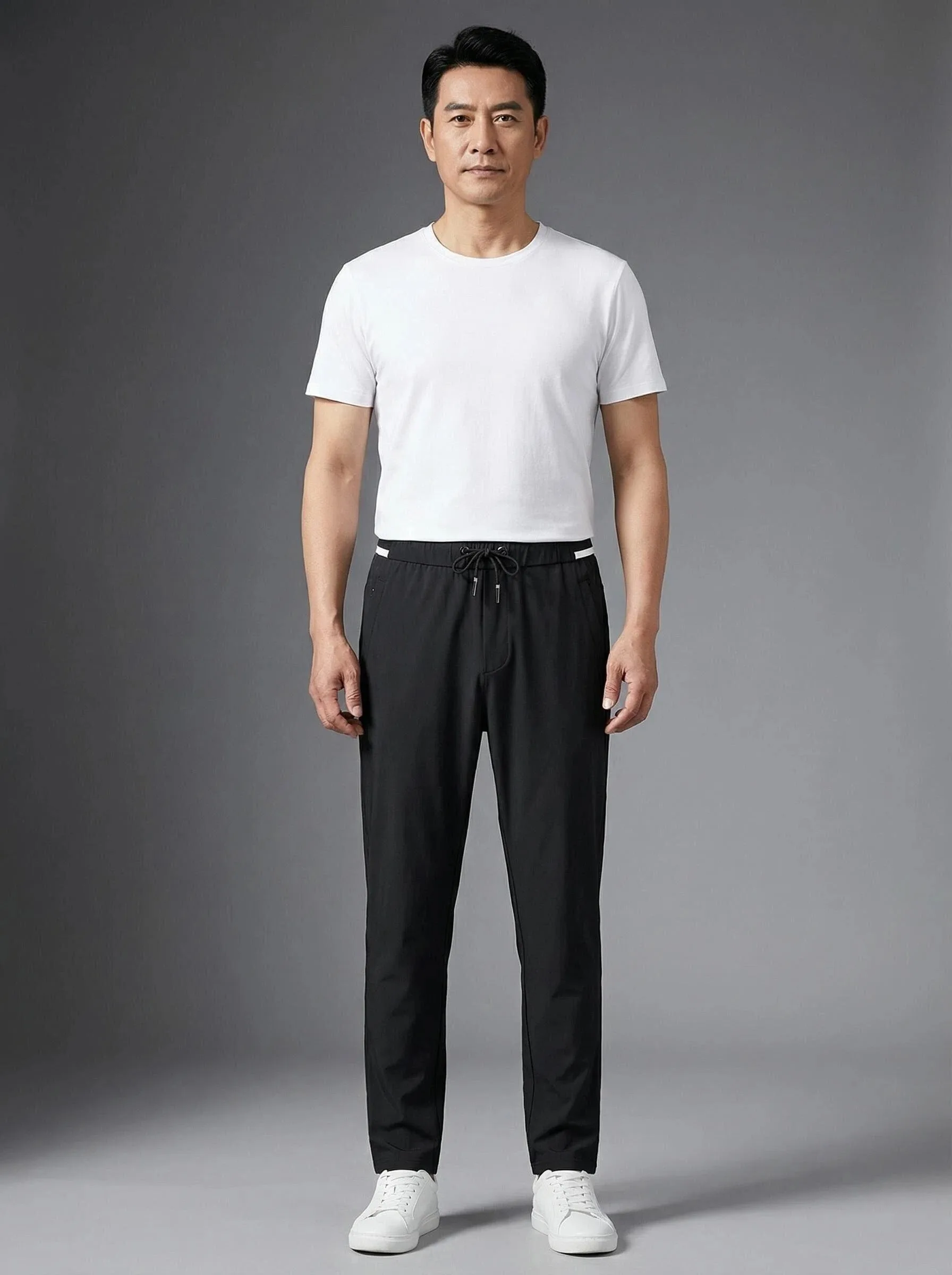 

Ultra-Thin Casual Trousers for Men Summer Lightweight Elastic Dstring Loose Straight Leg Qui-Dry Sports Pants Smooth Lon...