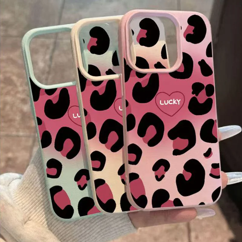 Brown And Red Leopard Print Lichee Pattern Phone Case For iPhone 16 Pro Max Cases iPhone 16 15 14 Plus 13 12 11 XS Max XR Cover