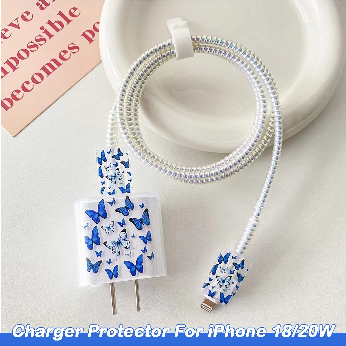 

Аксессуары для телефонов в стиле бабочки устройство для сматывания кабеля защитный чехол для зарядного устройства для Apple 20 Вт защитный чехол для зарядного устройства для Iphone 11 12