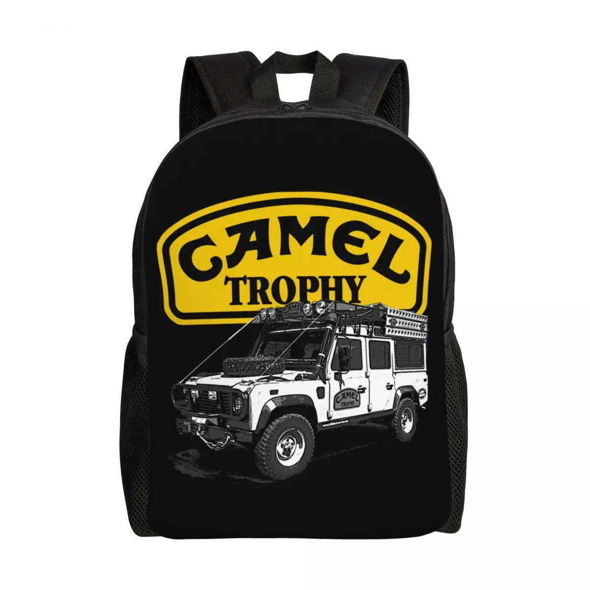 Personalized Camel Trophy Defender 110 Backpacks Women Men Fashion Bookbag for College School Motorcycles Moto Yellow Bags