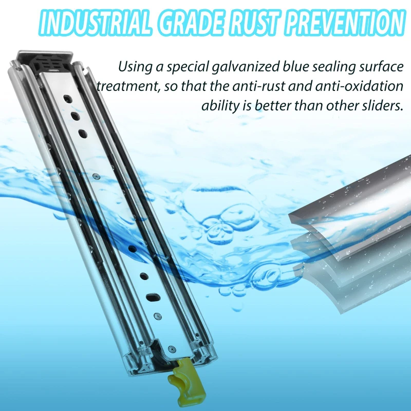 1 Pair 227kg Load Capacity Heavy Duty Slide Rail Full Extension Ball Bearing Side Mount Industrial Rails with Lock RV Slides