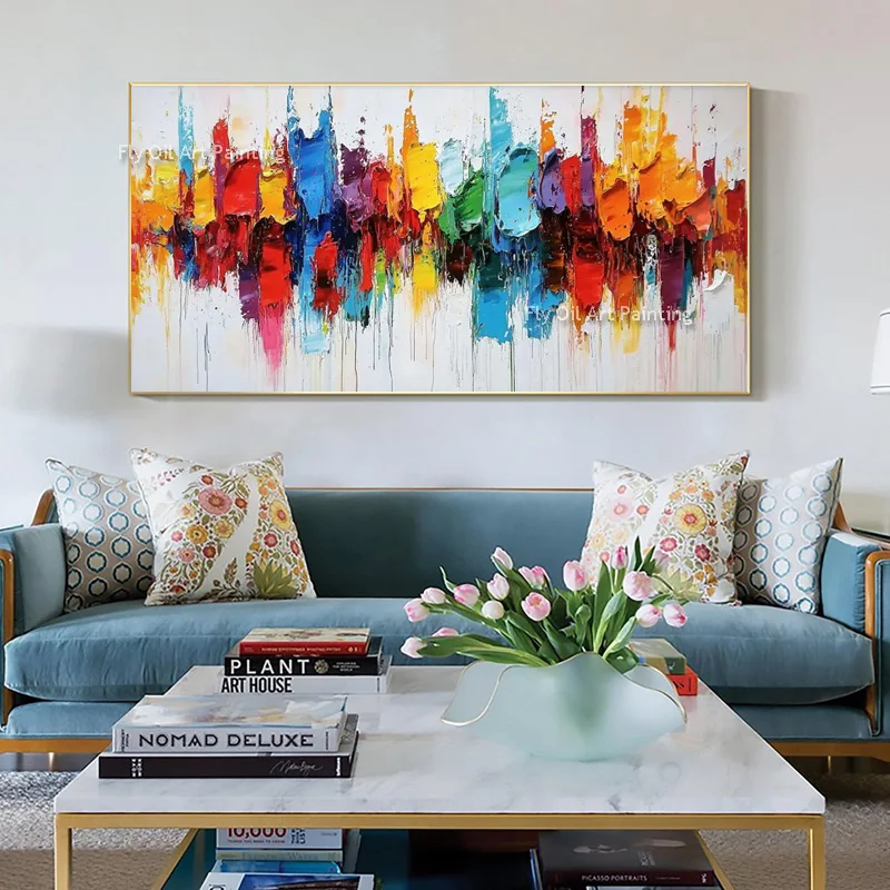 

Abstract Colorful Thick Oil Painting On Canvas Handpainted Musical Symbol Thick Wall Art Decor For Living Room Bedroom As Gifts