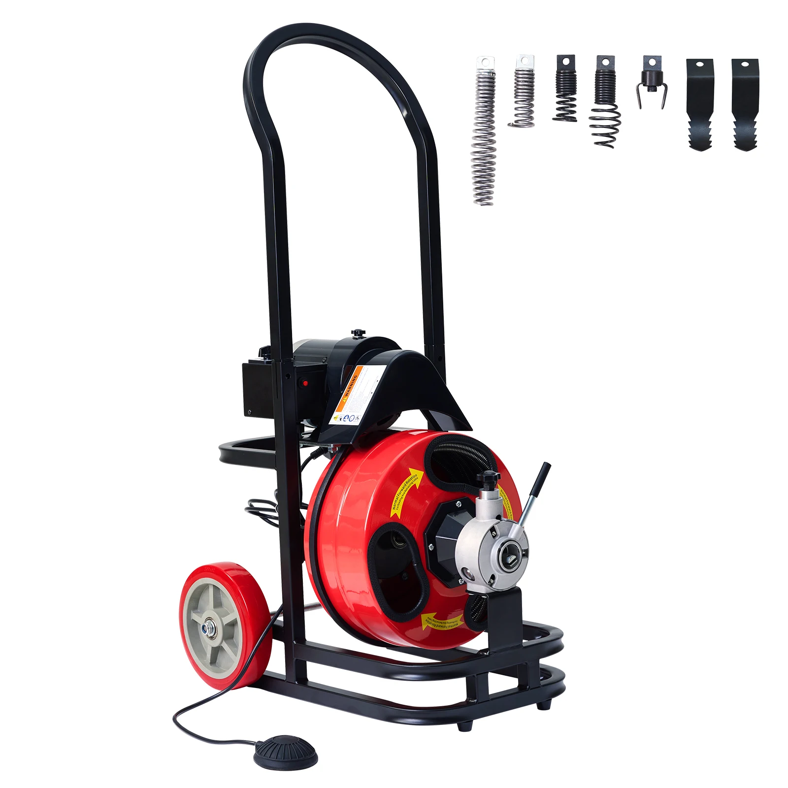 50FT/15.4M Electric Sewer Snake & Drain Auger with Cutter, Plumbers Snake Drain Clog Remover for 1 to 6 Inch Pipes, Pipe Snake