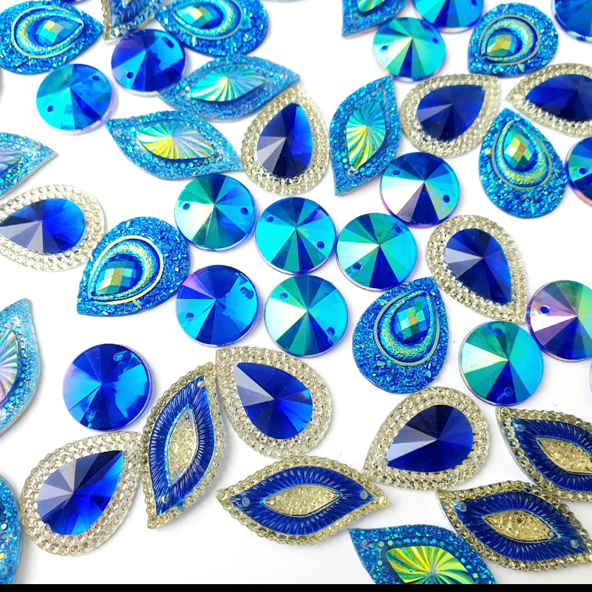 Royal Blue Mixed Shape Sew on Rhinestones Stones Strass For Diy Design Evening Carnival Party Dress Clothes Buttons Decoration