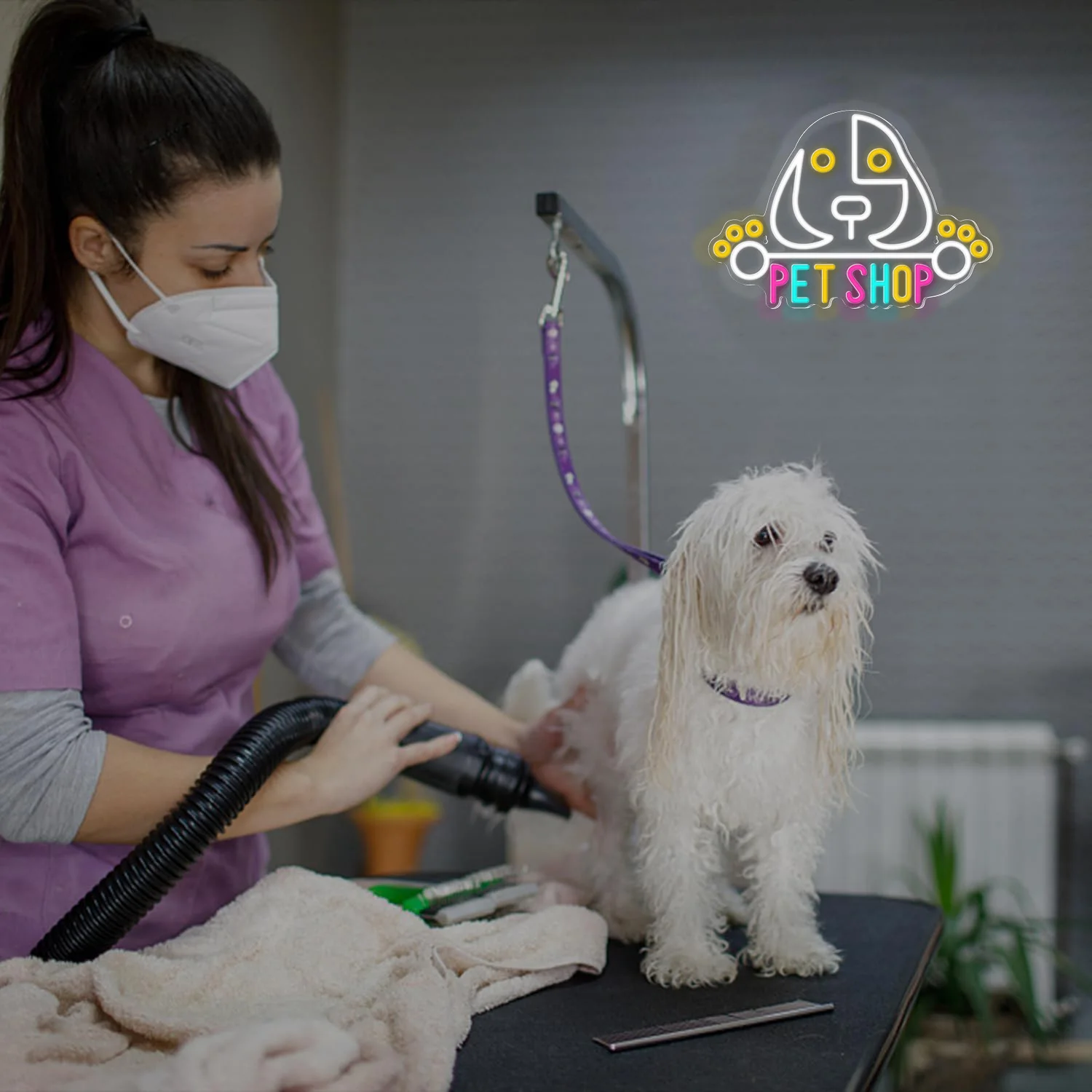 أضواء النيون PET SHOP مرحة ودافئة باللون، مناسبة لإضاءة الجو في متاجر الحيوانات الأليفة أو غرف النوم أو العمل #3