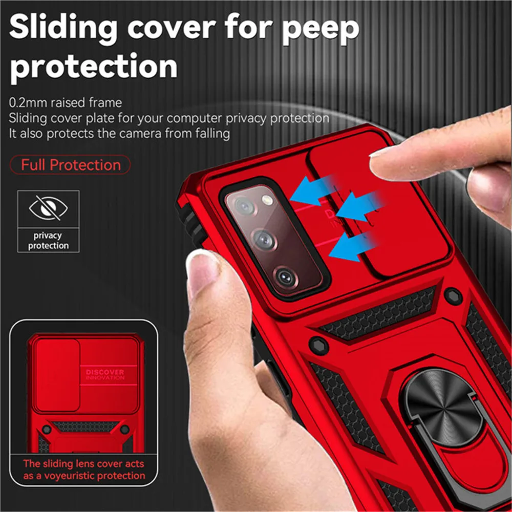 Fusion Pushable Window Armor Phone Case For Samsung Galaxy S20 S21 S22 S23 FE Plus Ultra Full Cover Anti-Fall Coque