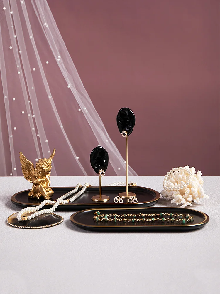 

Jewelry Display Earrings Shelf Stand Store Creative Black/White Ears Vertical Stud Earrings Jewelry Storage Jewelry Display