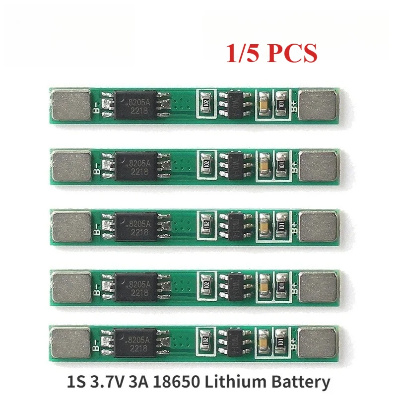 

1/5PCS 3.7V 3A 1S Li-ion BMS Protection Board Module for 18650 Battery PCM Module with Overcharge/Discharge Protection