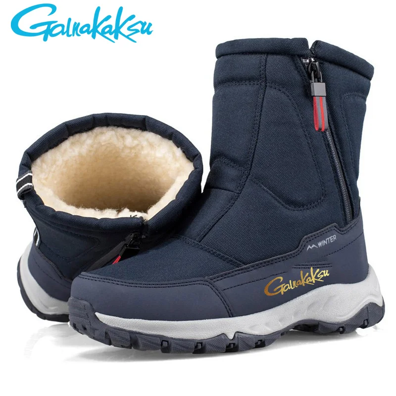 2023 Winter Unisex Outdoor Sport Fishing Snow Boots Plus Velvet Warm Non-slip Waterproof Men's Short Barrel Large Cotton Shoes