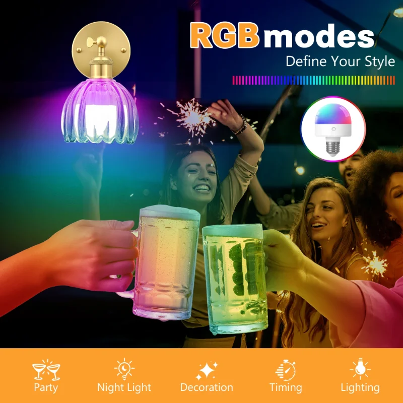 LED Wall Light Rechargeable RGB 12 Colors Remote Control Dimmable Wireless Wall Lamp Vintage Wall Sconce for Bedroom Living Room