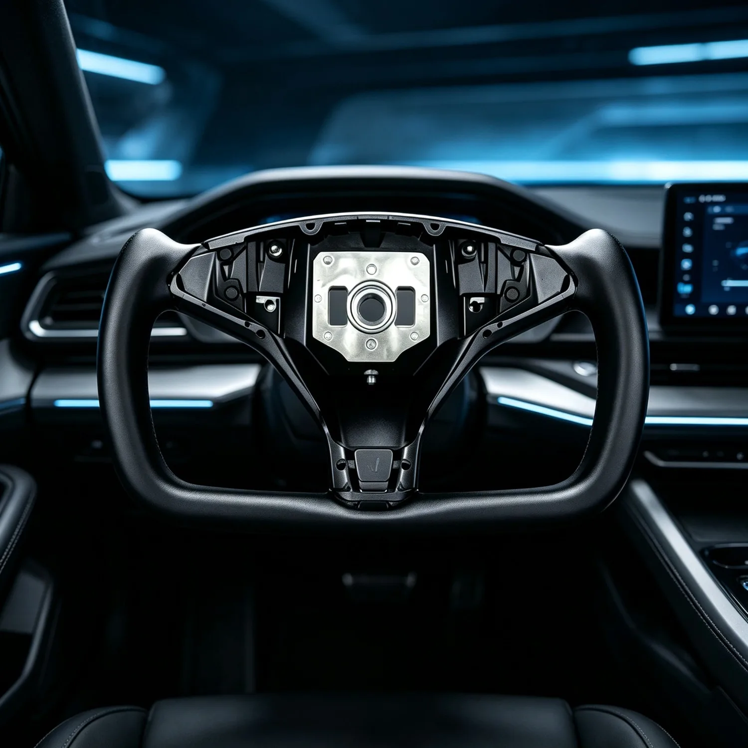 Custom Racing Heated Full Leather Yoke Steering Wheel Premium Modified Interior Parts Compatible forTesla Model S Model X 2012 to 2020