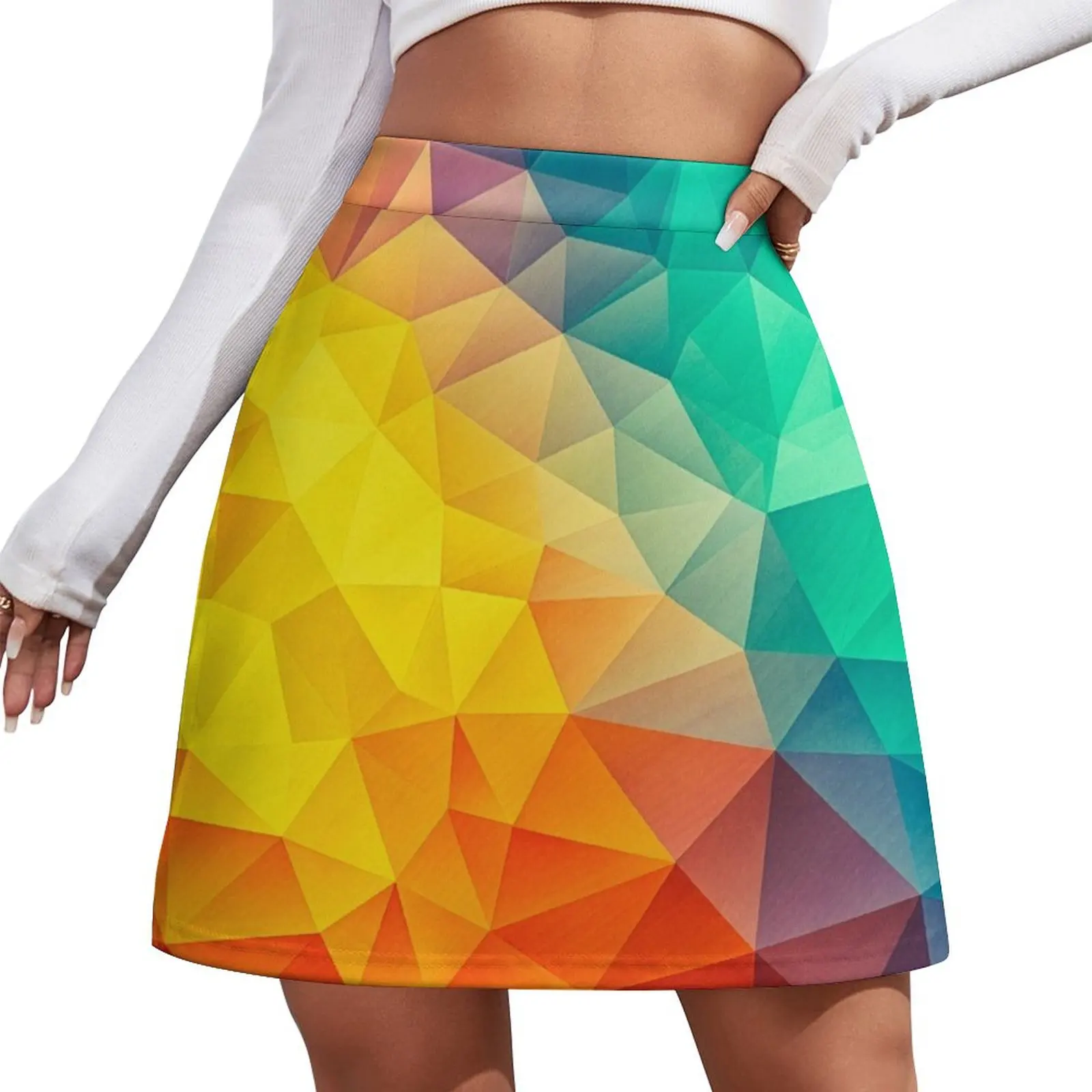 

Abstract Multi Color Cubizm Painting Mini Skirt women's stylish skirts Women's skirts kawaii skirt Mini Skirt