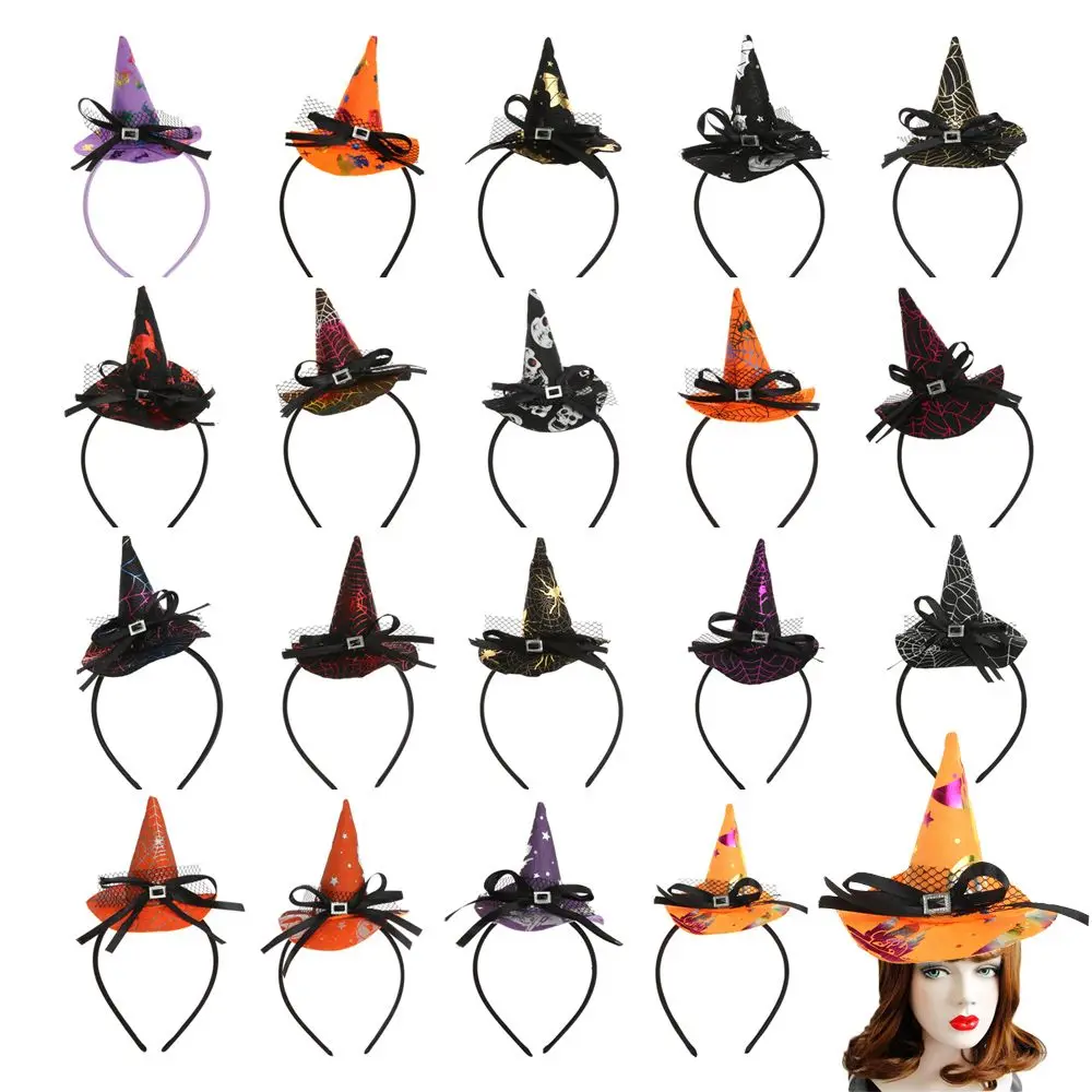 2022 Skull Headband Props Point Cap Pumpkin Witch Hat Performance Props Party Hairband Halloween Headband Decor Headwear