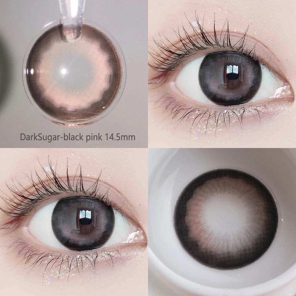 OVOLOOK-2pcs/pair Brown Blue Red Beauty Pupil Contact lenses for Eyes Comestic Colored Eye Lenses Eye Color Lens with Cute Case