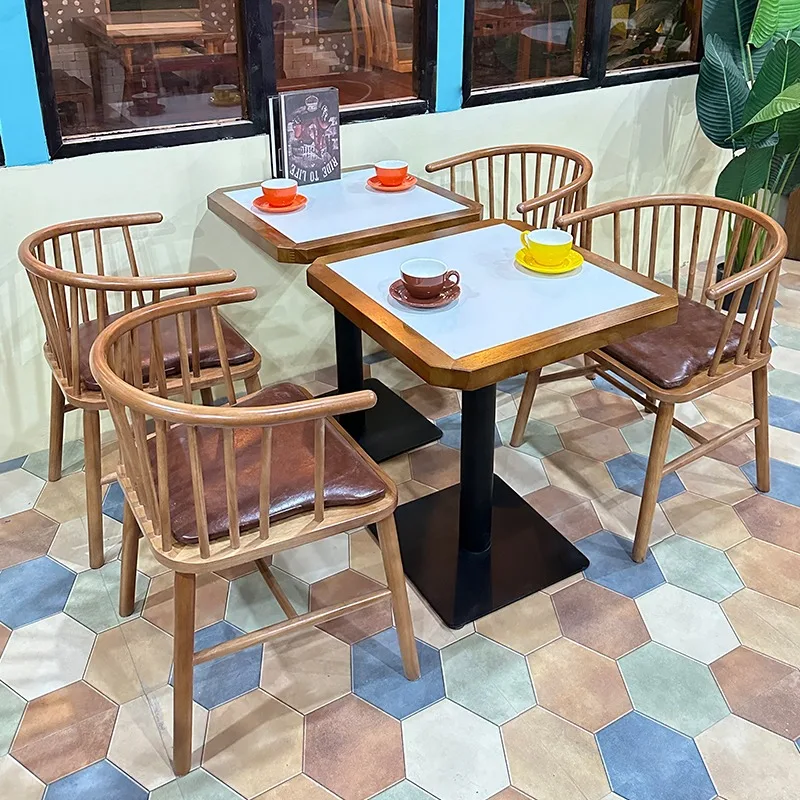 

South East Asia Thai Cafe Table and Chair Combination, Industrial Tea Restaurant, American Retro Table