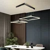 현대 Led 광장 샹들리에 침실 테이블 식사 거실 주방 섬 디 밍이 가능한 펜던트 램프 홈 장식 Lusters Fixture 4