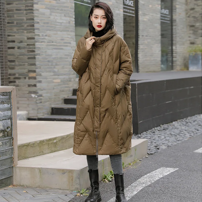 Inverno di Nuovo Modo delle Donne di Colore Solido Casual Alla Moda Semplice di Base Manica Lunga Con Cappuccio Cappotti Trapuntati Parka Femminile Abiti Vintage