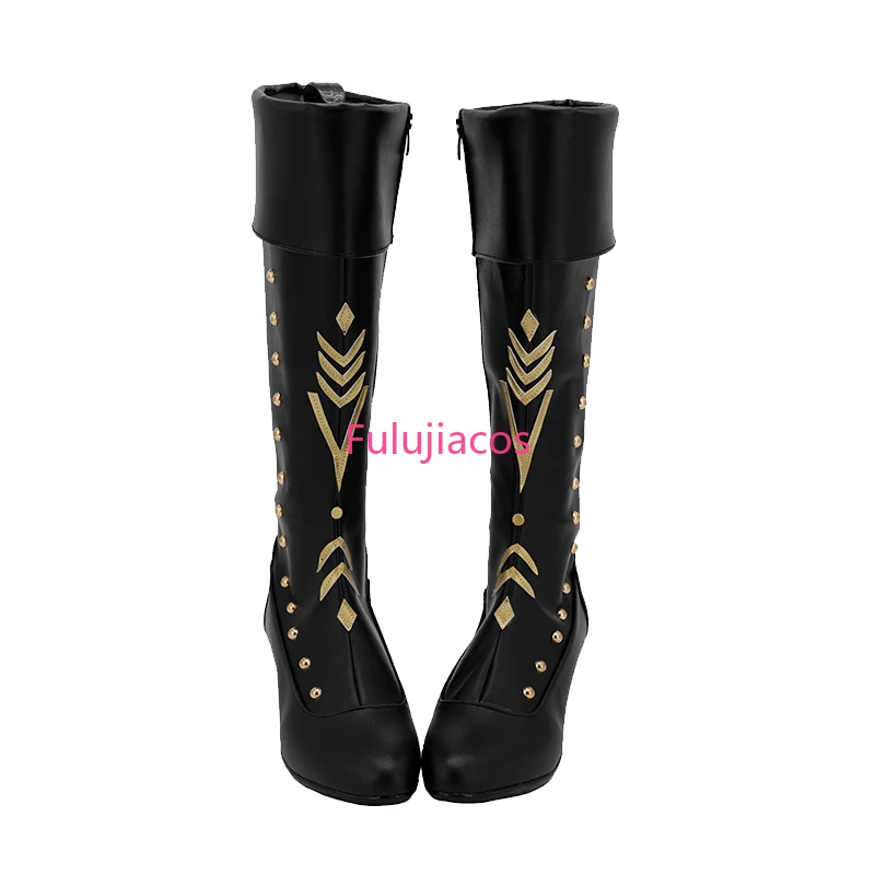 

Fulujiacos Queen Shoes Costume princess Ice Shoes Winter Girls Christmas Snow Cosplay Knee-high High Heel Boots