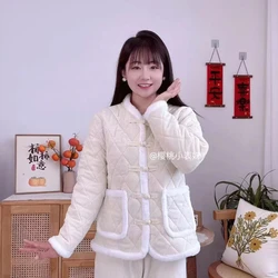 New Product Xiaoxiangfeng Imitates Rabbit Hair New Chinese Style Cotton Coat Cotton Jacket with Thickened Velvet Casual Jackets