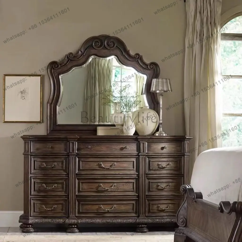 Export pure American classical charm oak dresser hand-carved