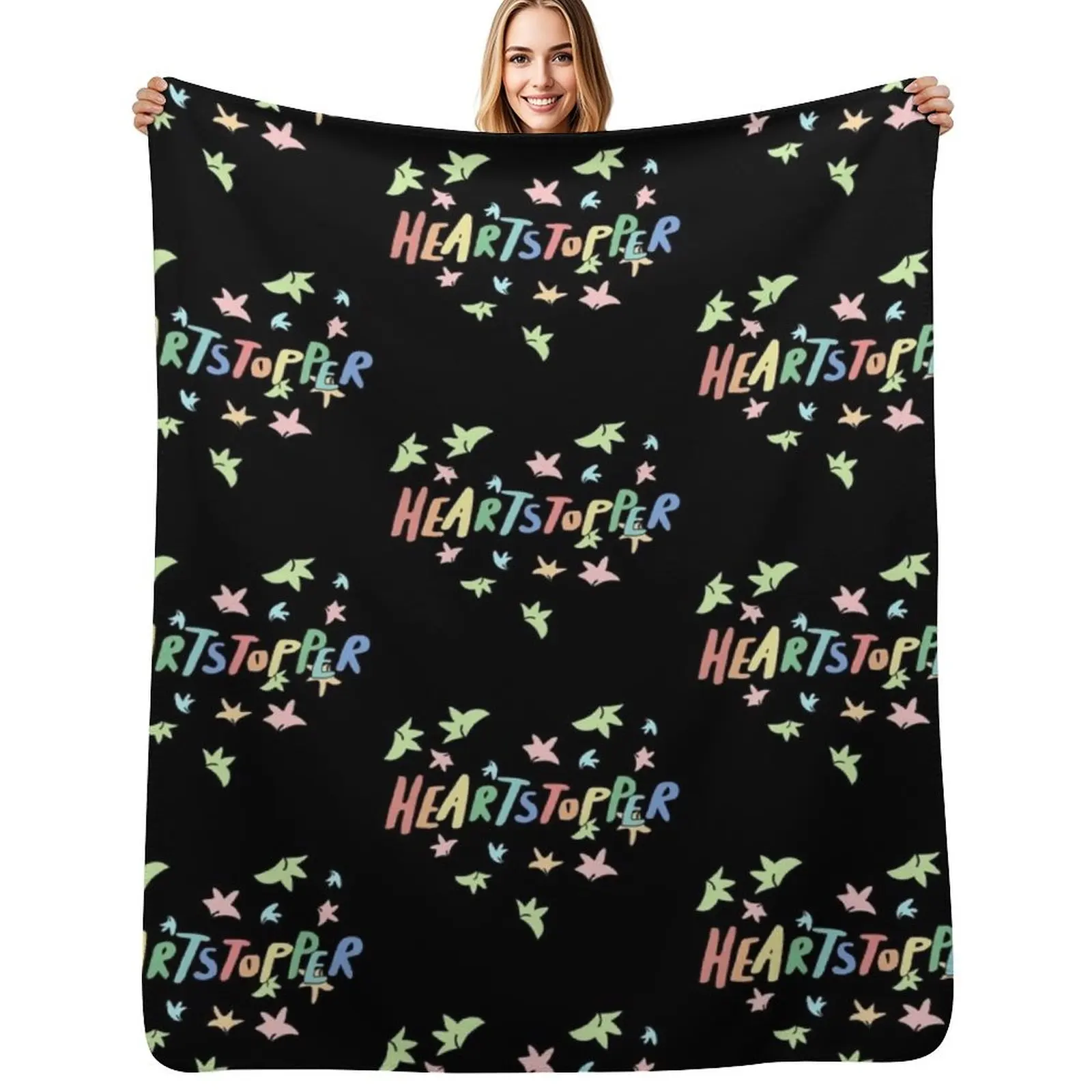 

Heartstopper heart of leaves (Black background) Throw Blanket Versatile Cozy Throw Blanket for All Occasions