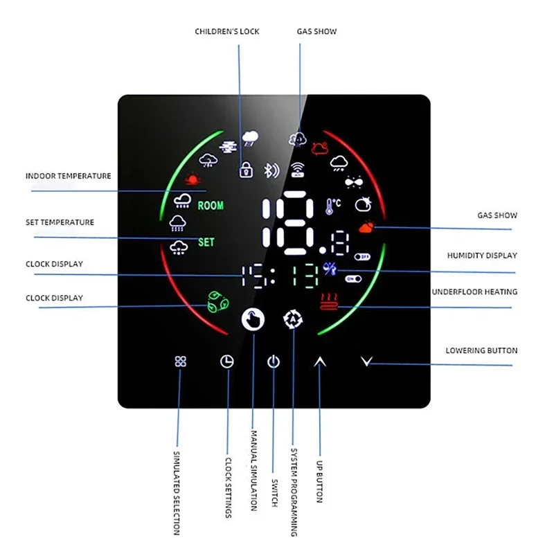Termostato intelligente WiFi Riscaldamento elettrico Regolatore di temperatura della caldaia dell'acqua Display digitale LCD Termostato touch control per la casa