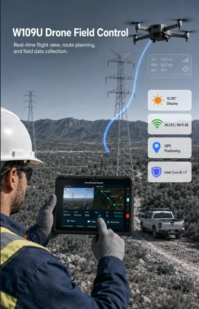 CENAVA W109U 10.1″ 10-core Rugged Tablet Intel Core i7-1255U IP67 GPS RJ45 RS232 WiFi6 32GB 512GB Industrial-Grade Rugged Tablet