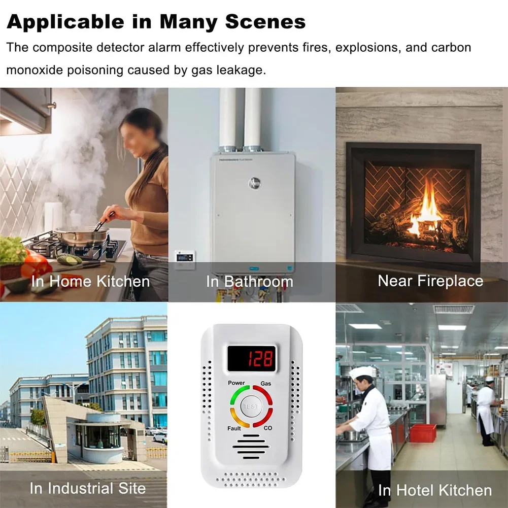 Natural Gas Detector And Carbon Monoxide CO Detector, Combustible Gas Leak Detector Monitor For Co, Lpg, Methane In Kitchen