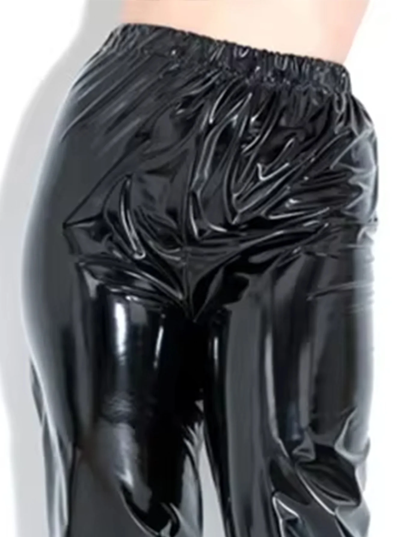 Pantalon lanterne extensible en simili cuir brillant pour femme pantalon décontracté en PU brillant pour femme