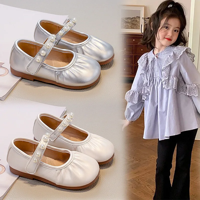 Girls Dance Shoes 2026 Spring Autumn Girls Stylish Loafers Soft Sole Leather Princess Shoes For Little Kids