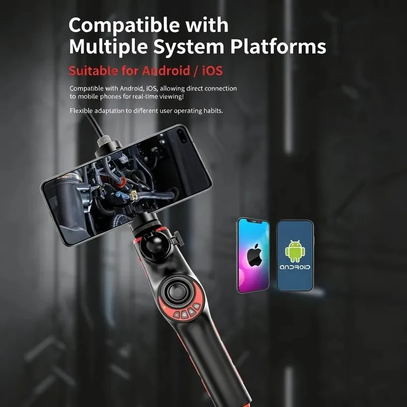 6mm 360° Articulating Industrial Borescope Endoscope IP67 Waterproof Portable HD Automotive Engine Inspection Camera