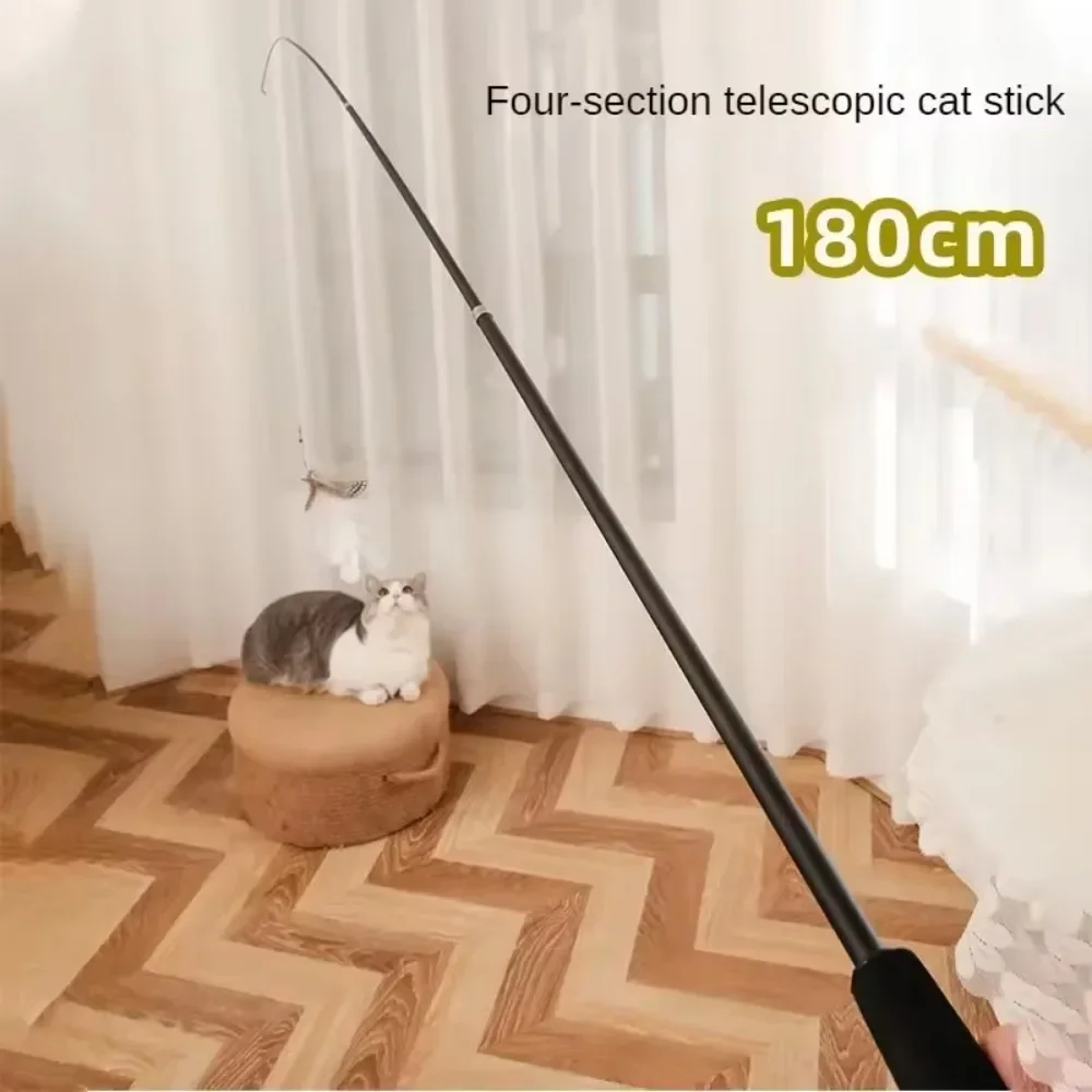 Section Telescopic Four Cat Stick 1.8m Super Long Carbon Fiber Fishing Rod Scratch Resistant Feather Cat Toy Pet Supplies